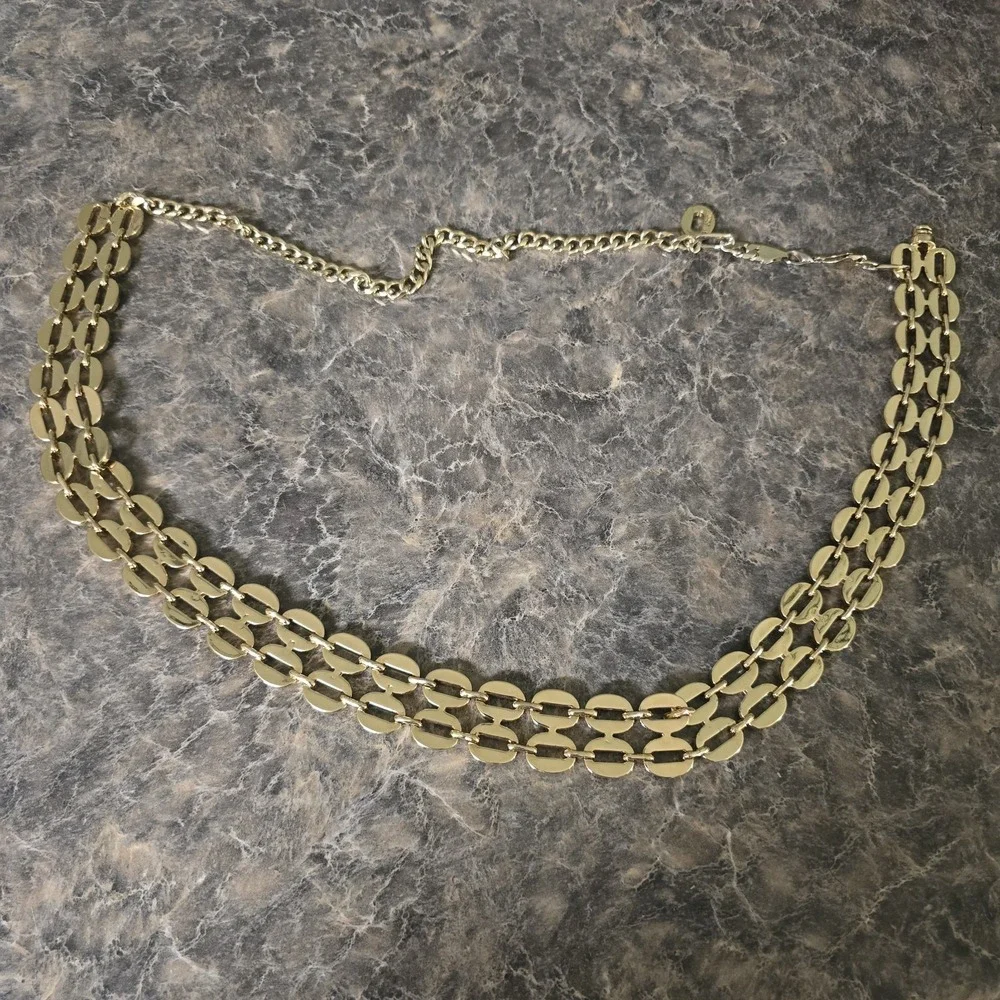 Gorgeous ST. JOHN Signed 1980s 90's Heavy Gold Modern Adjustable Chain Belt READ